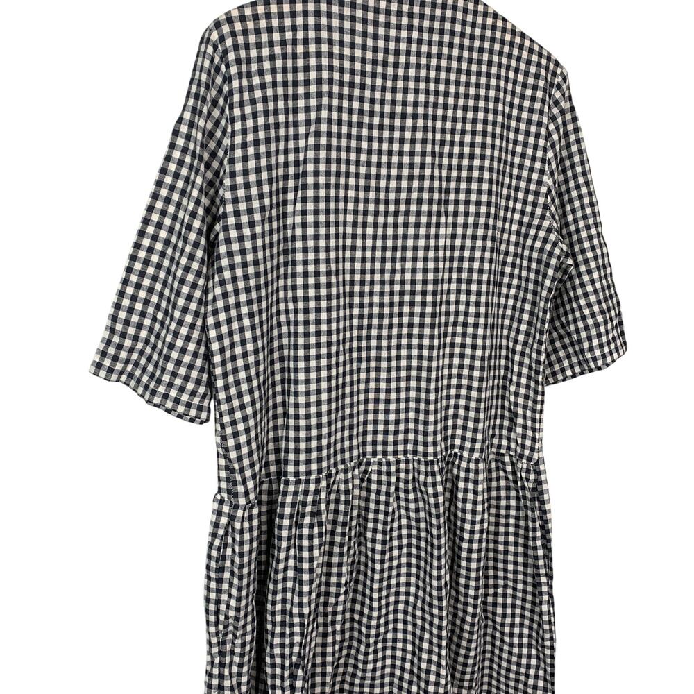 Philosophy Black White Gingham Embroidered Shirt Dress Pockets M Cottagecore - Picture 8 of 8